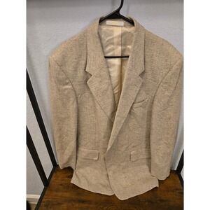 Savile Row Mens Blazer 44L Silk Tan Brown Woven Sport Coat Jacket